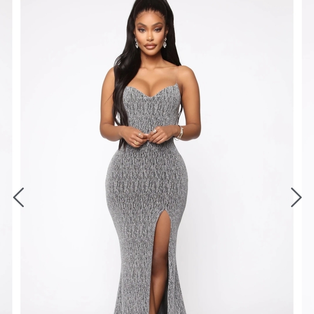 Walk The Red Maxi Dress- Silver